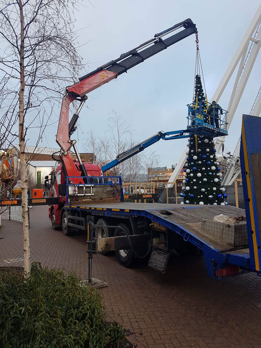 Christmas tree erecting at Dreamland Margate